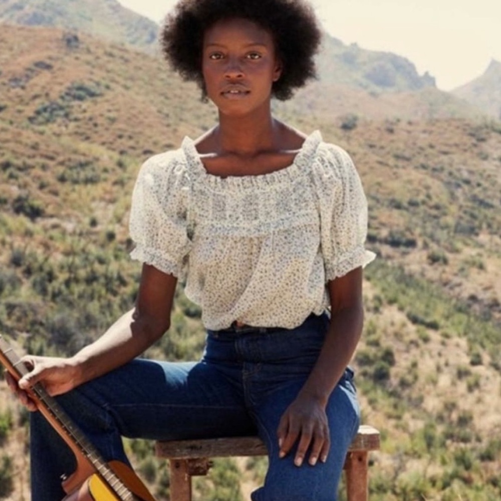 ISO Doen Frances top in baby blue Kate floral